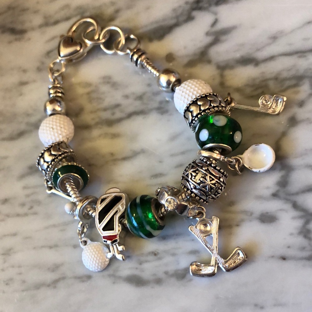 Charm bracelet with golf beads